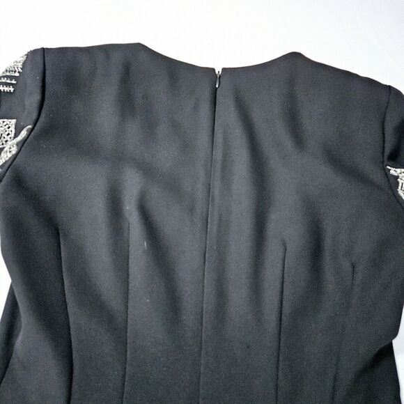 Liz Claiborne Womens Dress Black Size P6 100% Polyester Beaded Short Sleeves Zip - Picture 12 of 12